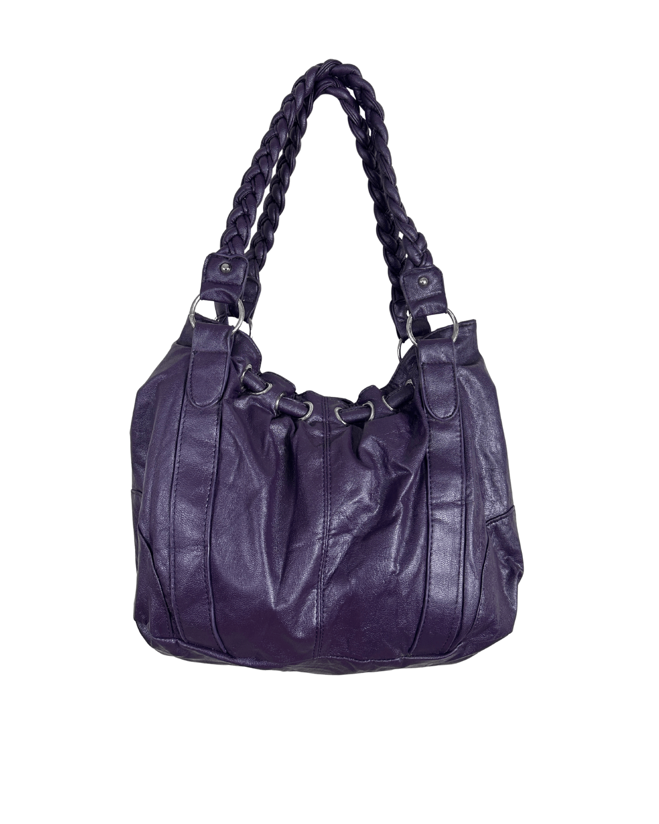 Vintage Y2K Purple Braided Handle Slouch Bag - Funkify