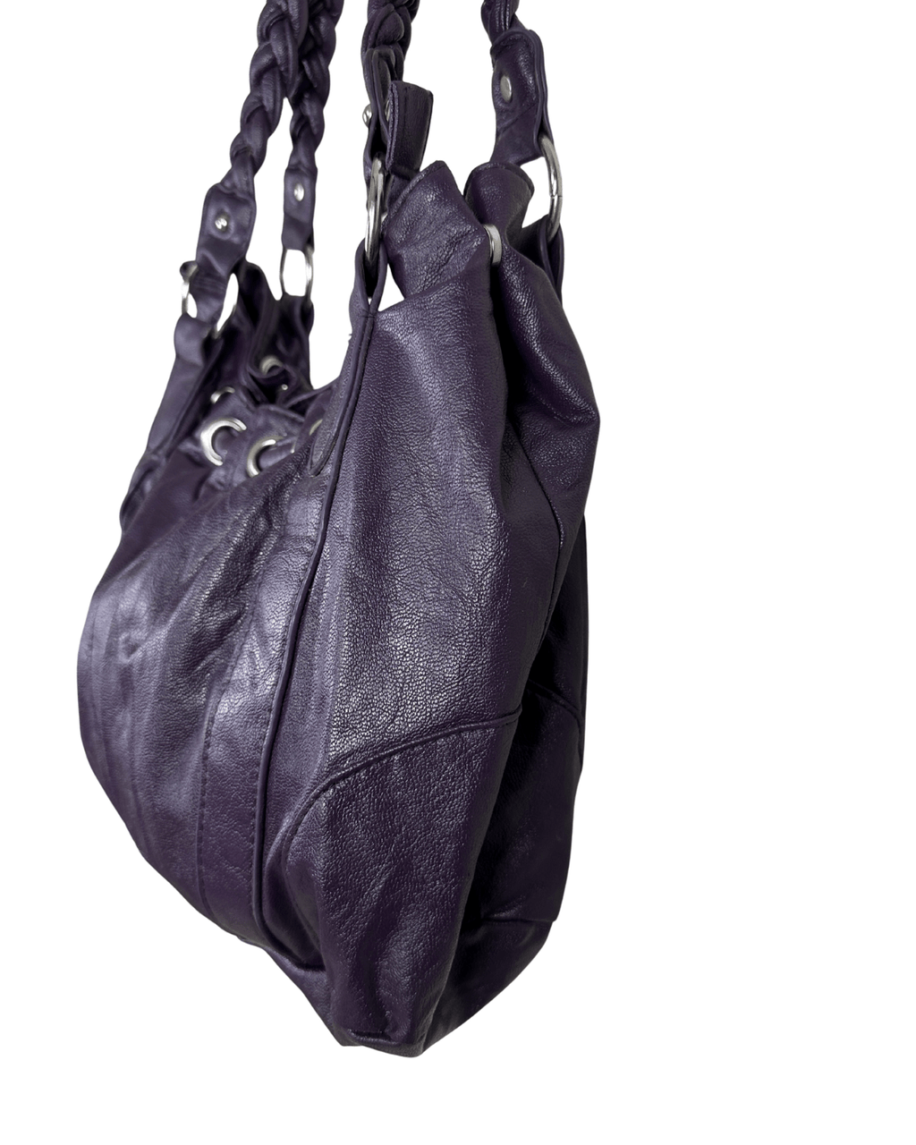 Vintage Y2K Purple Braided Handle Slouch Bag - Funkify