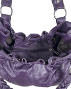 Vintage Y2K Purple Braided Handle Slouch Bag - Funkify