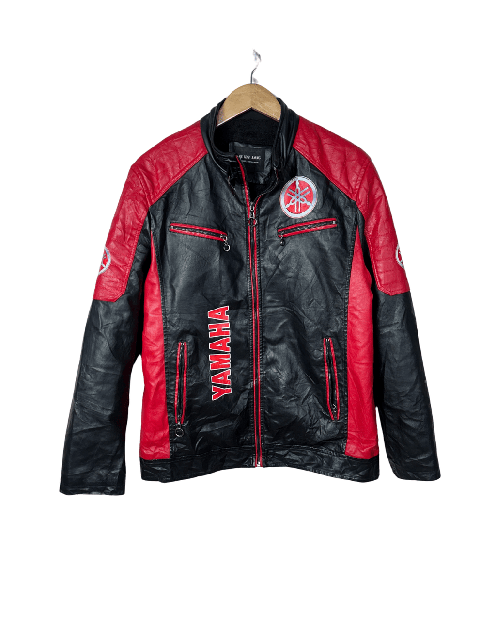 Vintage Yamaha Fleece - Lined Racing Biker Leather Jacket Large - Funkify