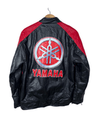 Vintage Yamaha Fleece - Lined Racing Biker Leather Jacket Large - Funkify