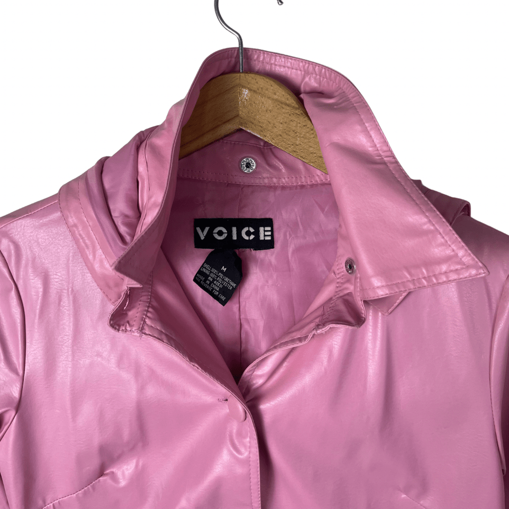 Voice Pink PU Leather Women’s Coat Medium - Funkify