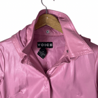 Voice Pink PU Leather Women’s Coat Medium - Funkify