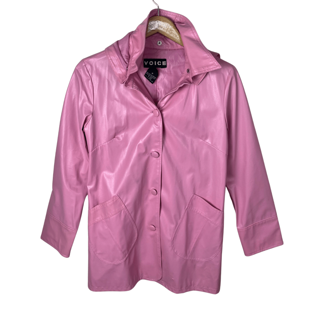 Voice Pink PU Leather Women’s Coat Medium - Funkify