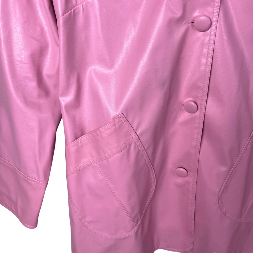 Voice Pink PU Leather Women’s Coat Medium - Funkify