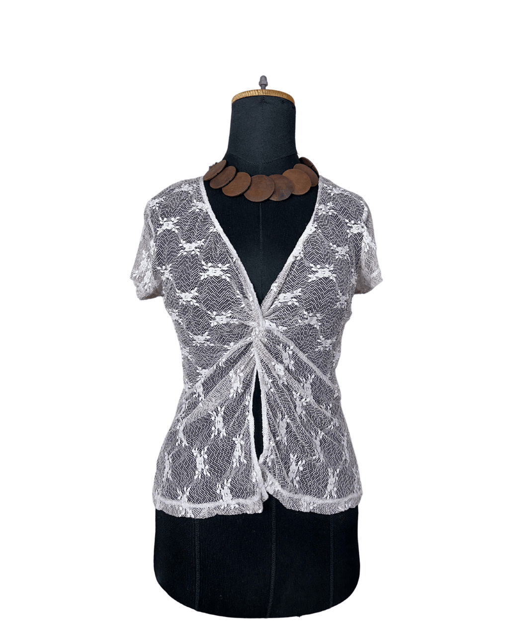 Wallis Lace Twist Front Sheer Blouse - Funkify