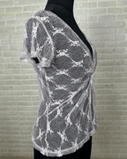 Wallis Lace Twist Front Sheer Blouse - Funkify