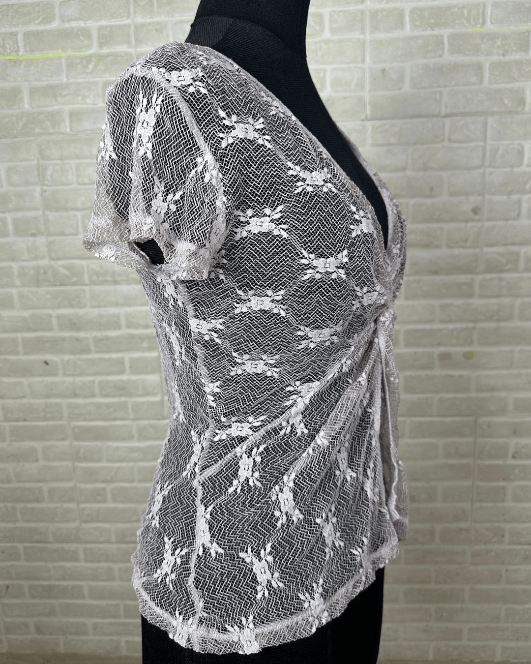 Wallis Lace Twist Front Sheer Blouse - Funkify