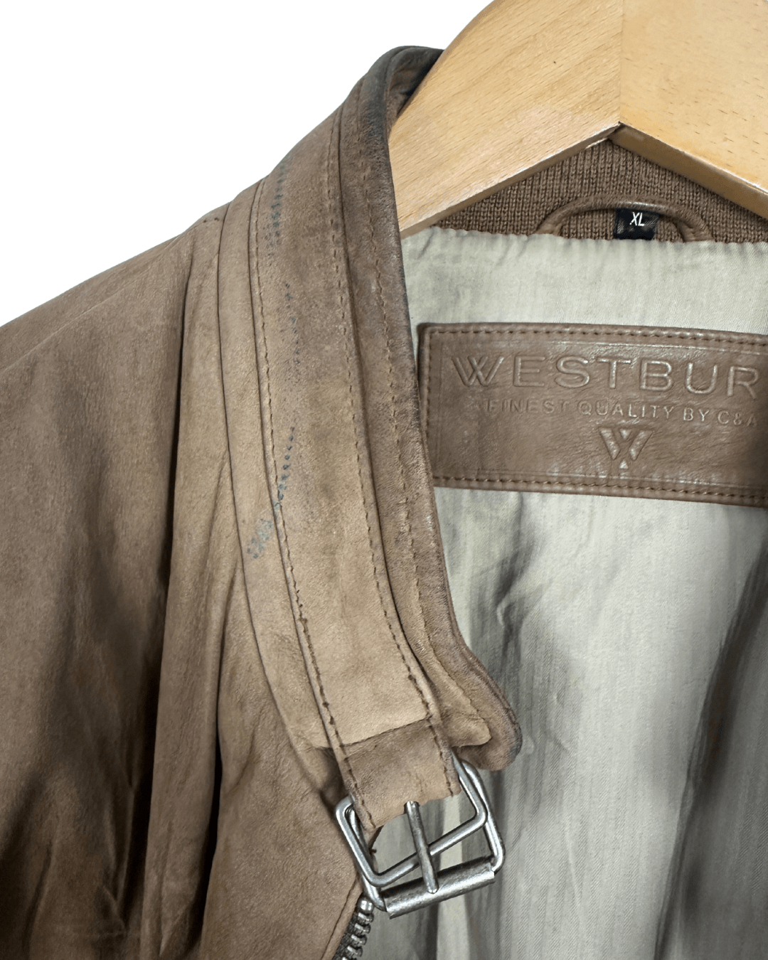 Westbury by C&A Genuine Cowhide Nubuck Leather Jacket XL - Funkify