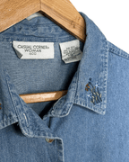 Women’s Casual Corner Embroidered Women's Denim Shirt XL - Funkify