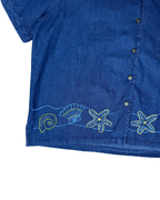 Women’s Embroidered Denim Shirt XL - Funkify
