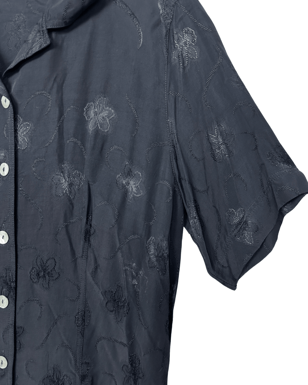Women's Embroidered Floral Shirt Medium - Funkify
