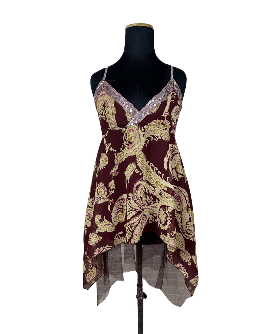 Y2K Assymetrical Hem Sequin Detail Cami Top - Funkify