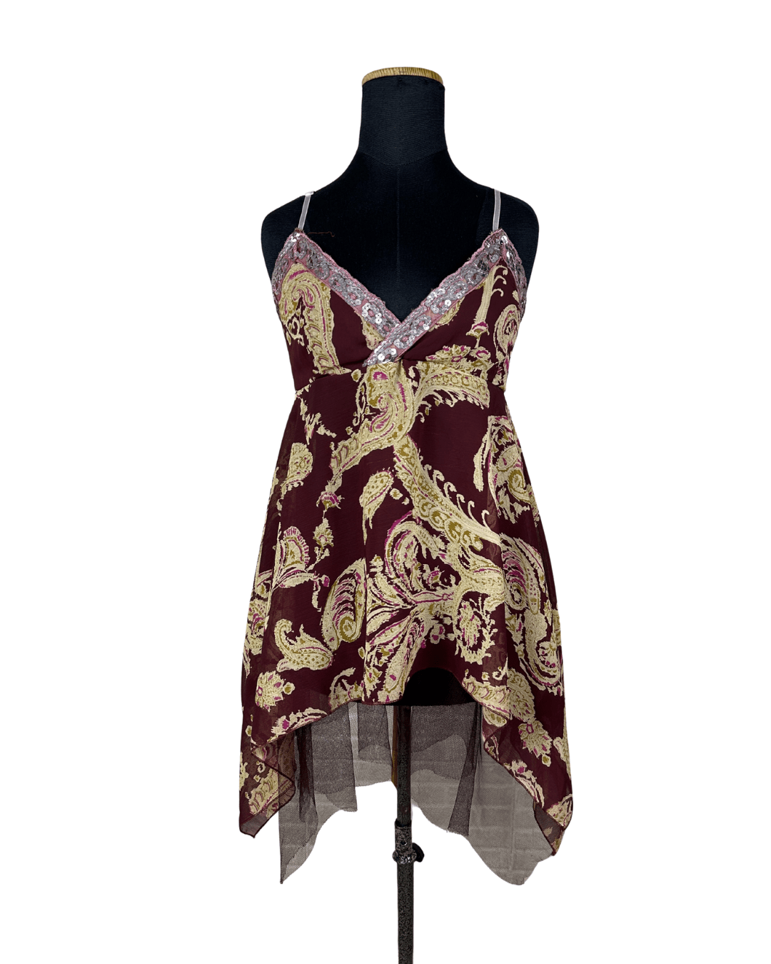 Y2K Assymetrical Hem Sequin Detail Cami Top - Funkify