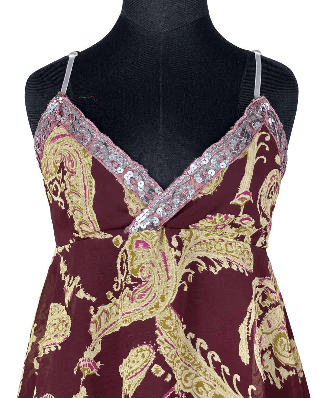 Y2K Assymetrical Hem Sequin Detail Cami Top - Funkify
