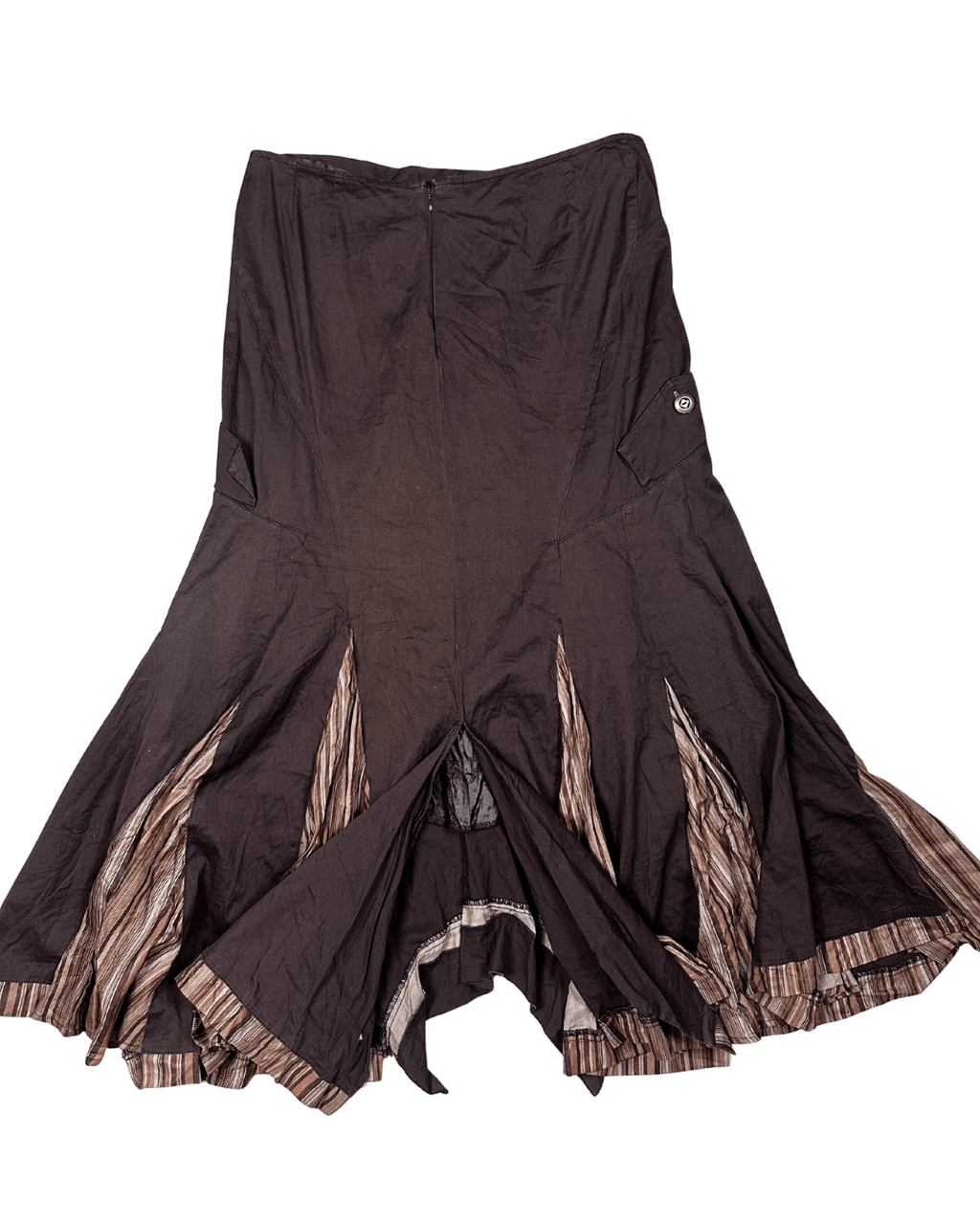 Y2K Asymmetrical Flared Skirt with Button Detail & Striped Panels - EU 42 - Funkify