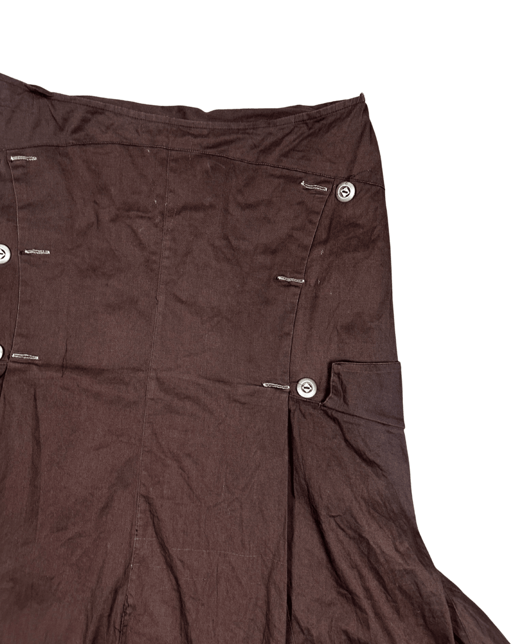 Y2K Asymmetrical Flared Skirt with Button Detail & Striped Panels - EU 42 - Funkify