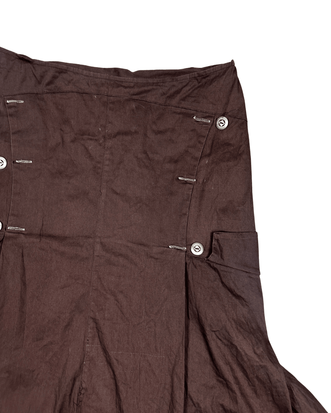 Y2K Asymmetrical Flared Skirt with Button Detail & Striped Panels - EU 42 - Funkify