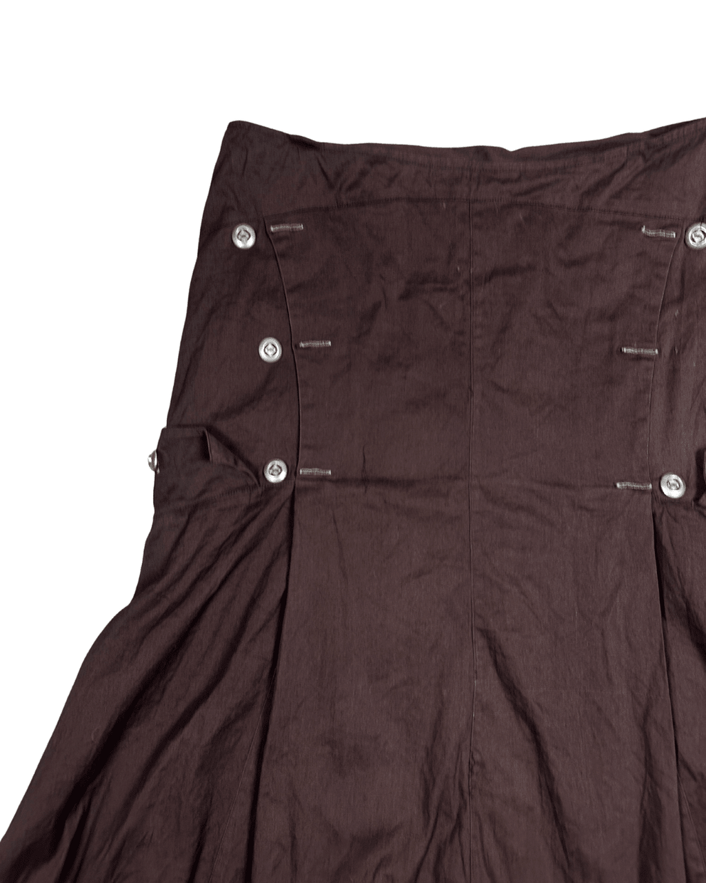 Y2K Asymmetrical Flared Skirt with Button Detail & Striped Panels - EU 42 - Funkify