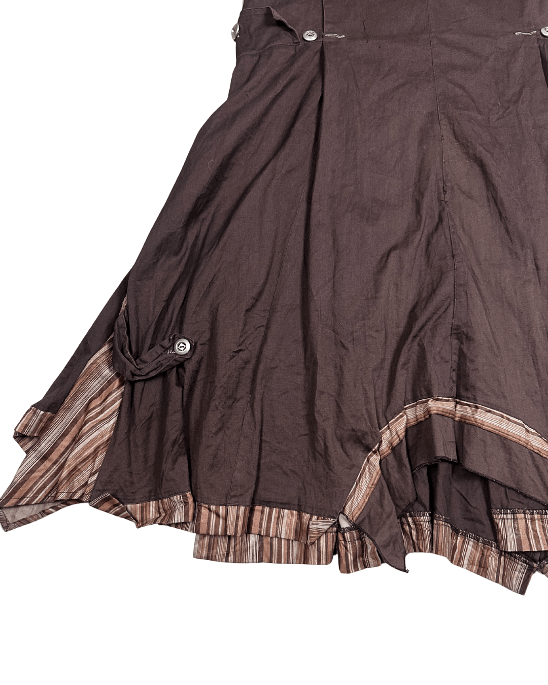 Y2K Asymmetrical Flared Skirt with Button Detail & Striped Panels - EU 42 - Funkify