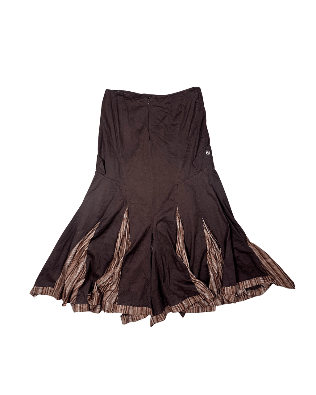 Y2K Asymmetrical Flared Skirt with Button Detail & Striped Panels - EU 42 - Funkify