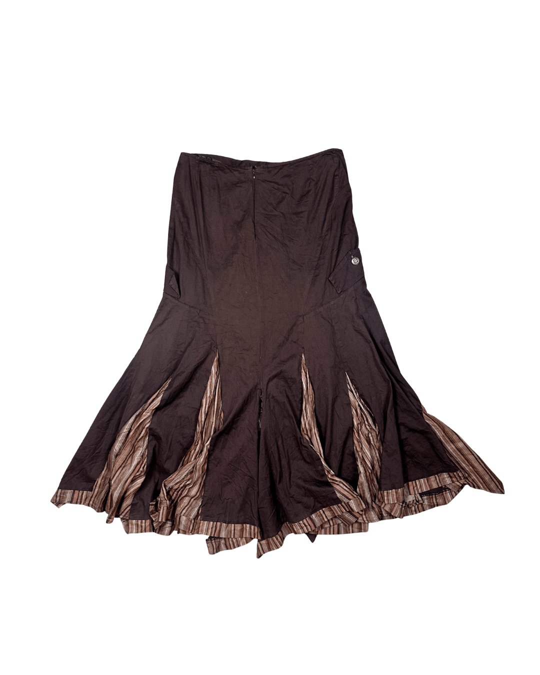 Y2K Asymmetrical Flared Skirt with Button Detail & Striped Panels - EU 42 - Funkify