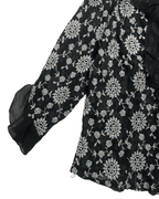 Y2K Babel Sheer Floral Embroidered Ruffle Blouse - Funkify