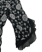 Y2K Babel Sheer Floral Embroidered Ruffle Blouse - Funkify