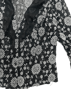 Y2K Babel Sheer Floral Embroidered Ruffle Blouse - Funkify