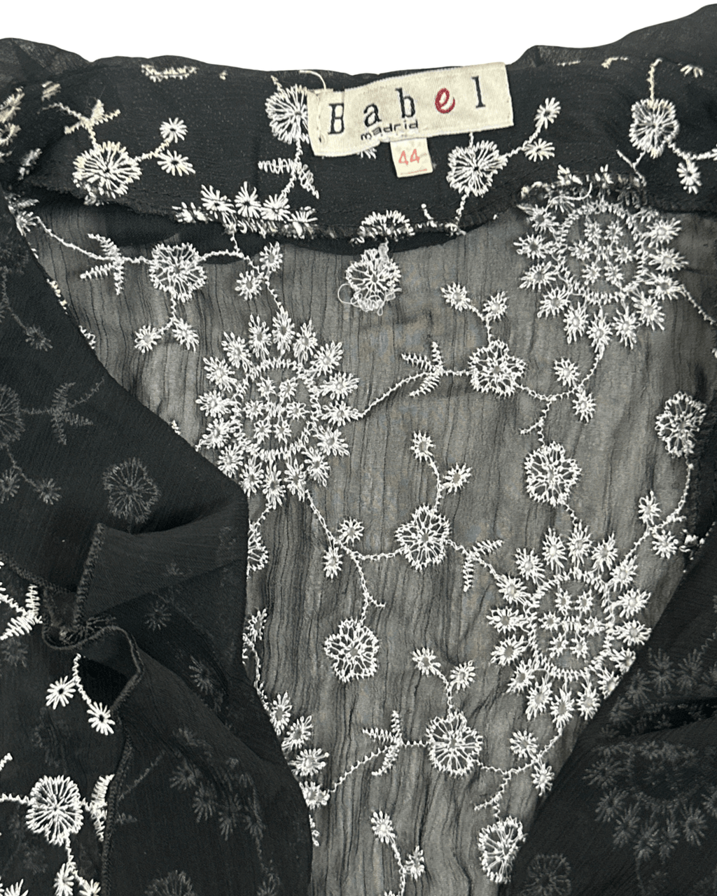 Y2K Babel Sheer Floral Embroidered Ruffle Blouse - Funkify