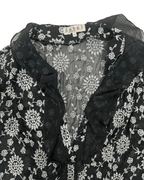 Y2K Babel Sheer Floral Embroidered Ruffle Blouse - Funkify