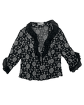 Y2K Babel Sheer Floral Embroidered Ruffle Blouse - Funkify