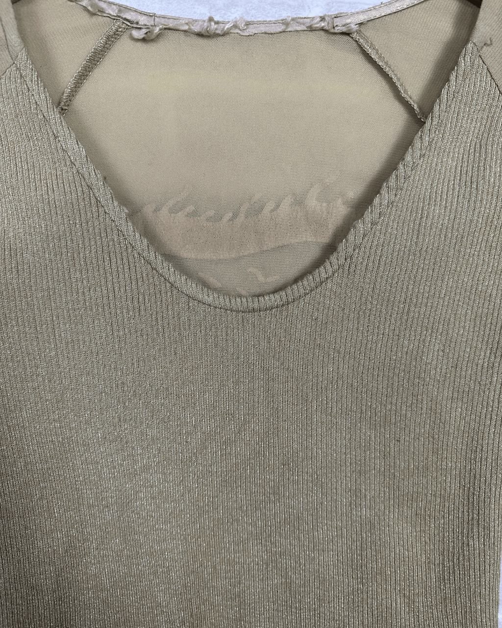 Y2K Beige Ribbed Dragon Top - Small - Funkify