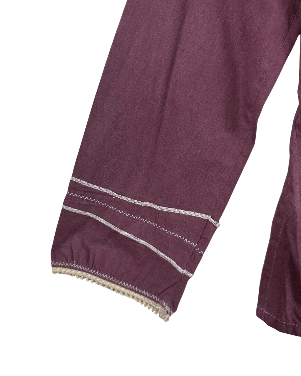 Y2K Burgundy Stitch Detail Fitted Shirt with Wooden Buttons Small - Funkify