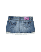 Y2K D - Side Cutecore Denim Mini Skirt w/ Lace - W28 - Funkify