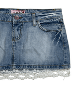 Y2K D - Side Cutecore Denim Mini Skirt w/ Lace - W28 - Funkify