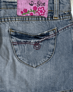 Y2K D - Side Cutecore Denim Mini Skirt w/ Lace - W28 - Funkify