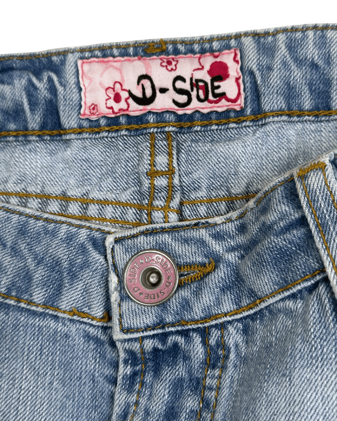 Y2K D - Side Cutecore Denim Mini Skirt w/ Lace - W28 - Funkify