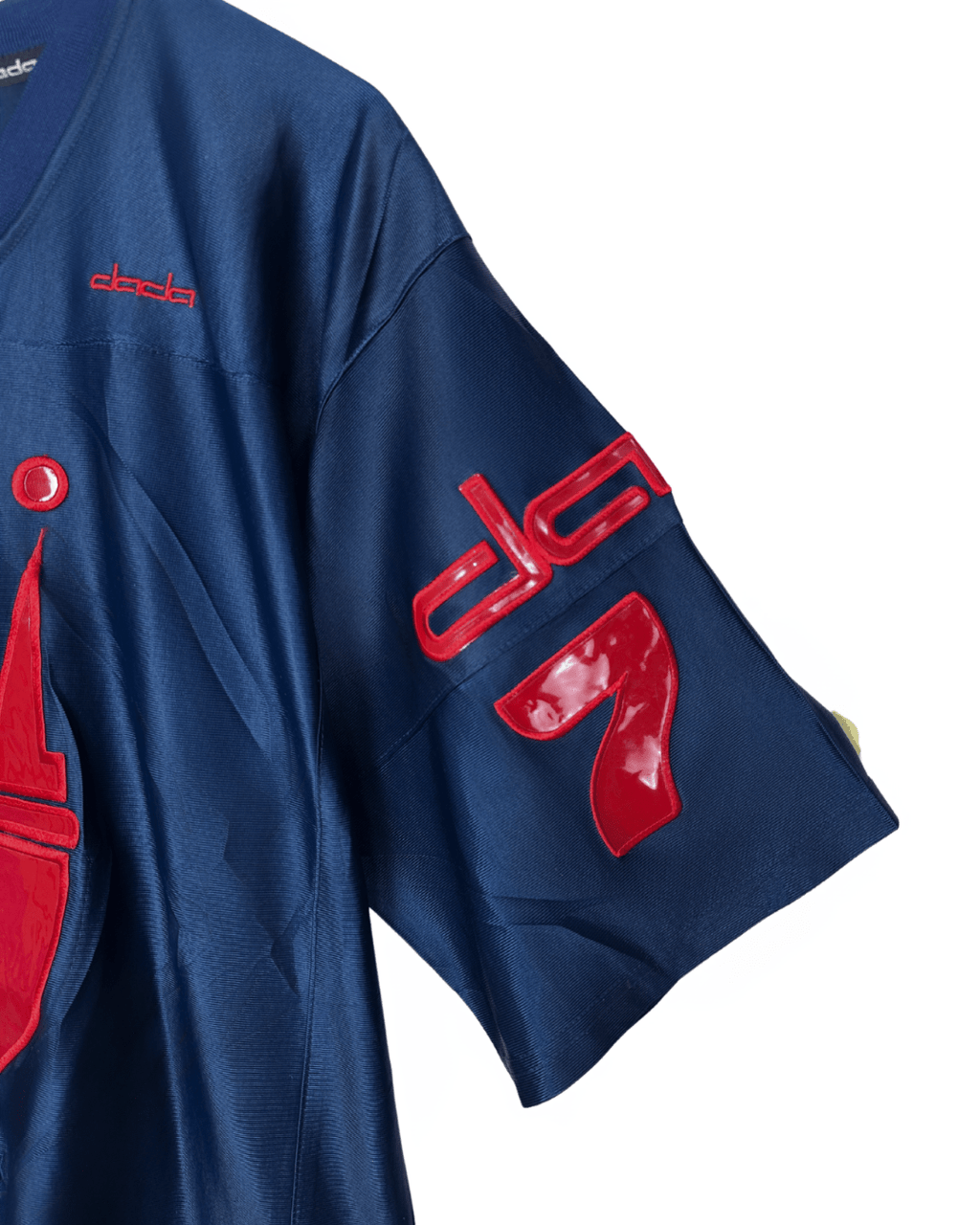 Y2K Dada Supreme Crown 7 Jersey Shirt with Red Vinyl Applique XL - Funkify