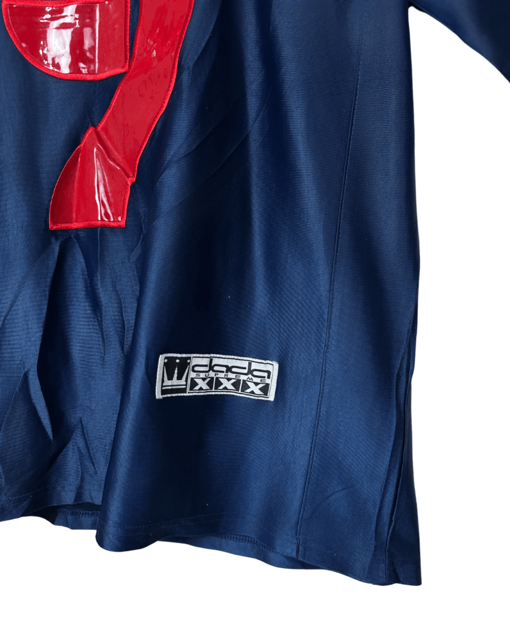Y2K Dada Supreme Crown 7 Jersey Shirt with Red Vinyl Applique XL - Funkify
