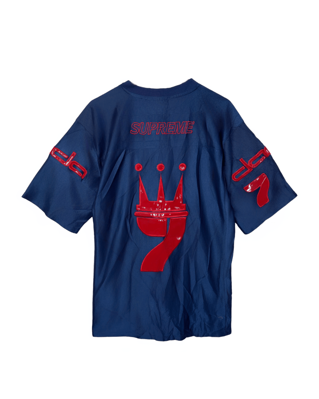 Y2K Dada Supreme Crown 7 Jersey Shirt with Red Vinyl Applique XL - Funkify