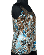 Y2K Dresbarn Animal Print Tank Top with Studded Collar Medium - Funkify