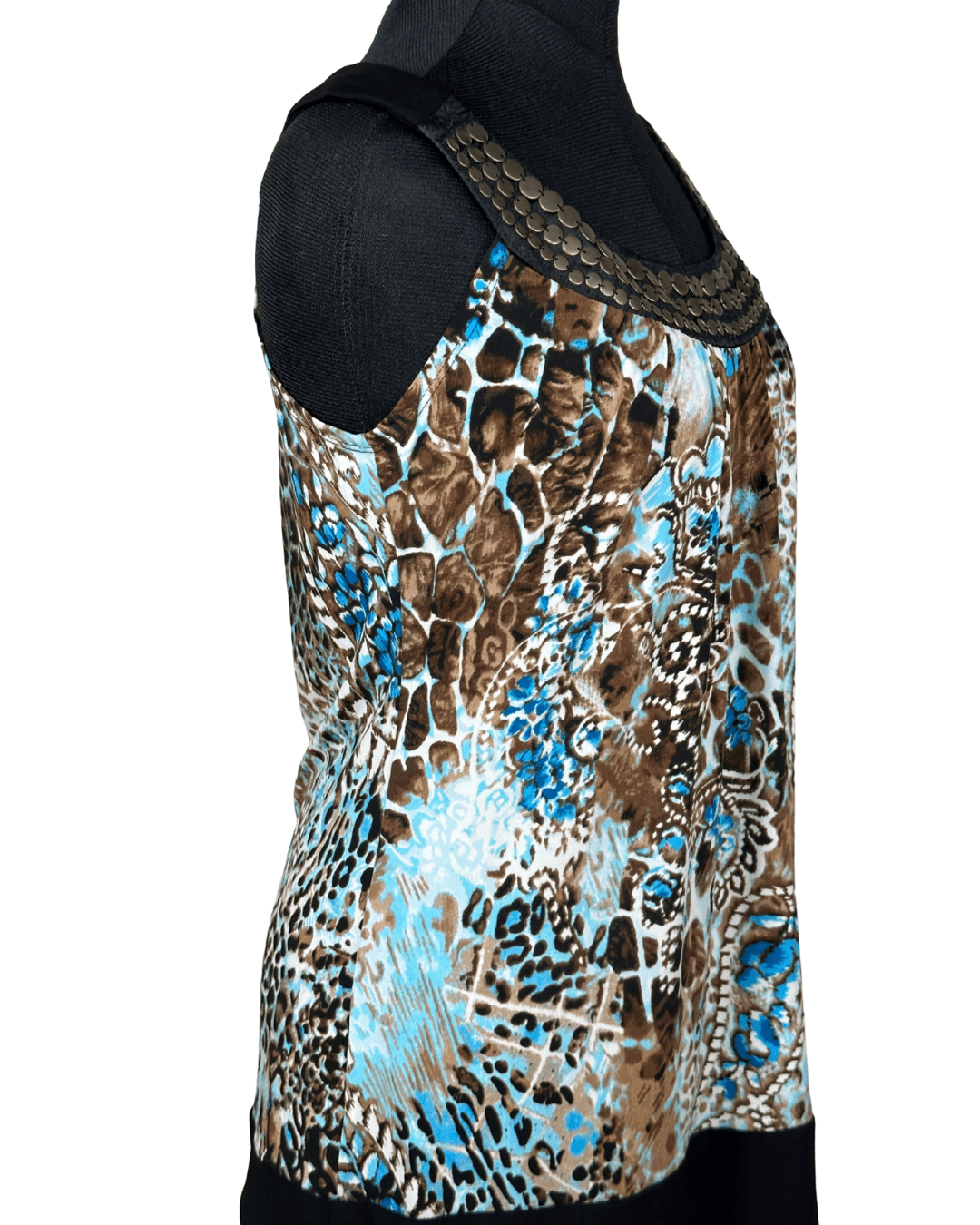 Y2K Dresbarn Animal Print Tank Top with Studded Collar Medium - Funkify