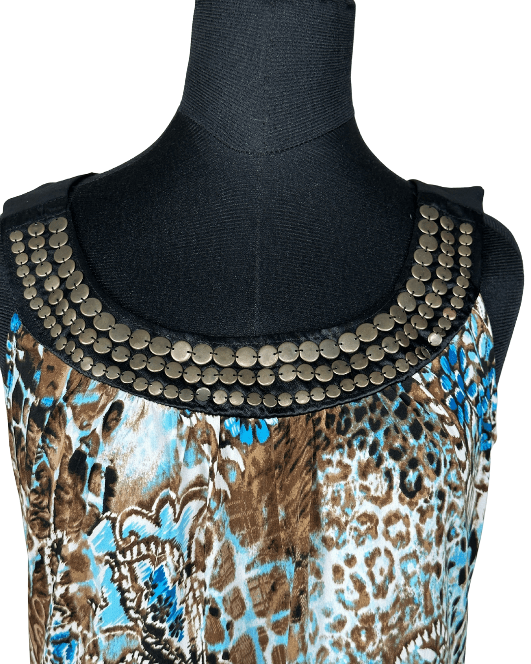 Y2K Dresbarn Animal Print Tank Top with Studded Collar Medium - Funkify