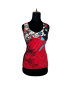 Y2K Duo Duo Artistic Tank with Lace & Beaded Patchwork Details Small - Funkify