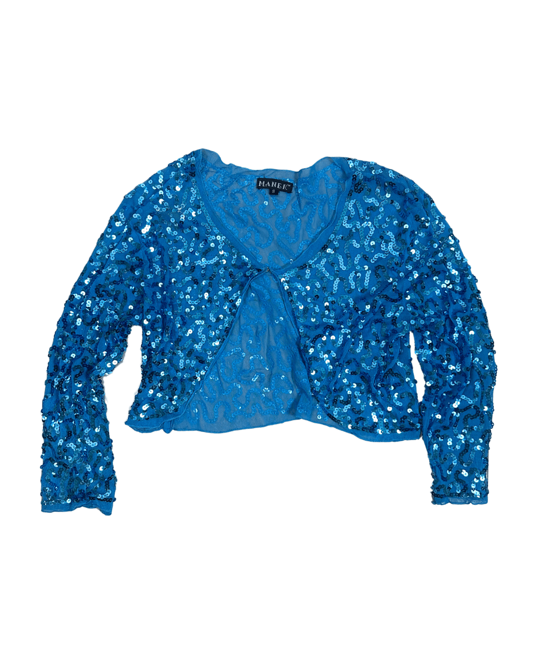 Y2K Electric Blue Sequin Cardigan - Small - Funkify