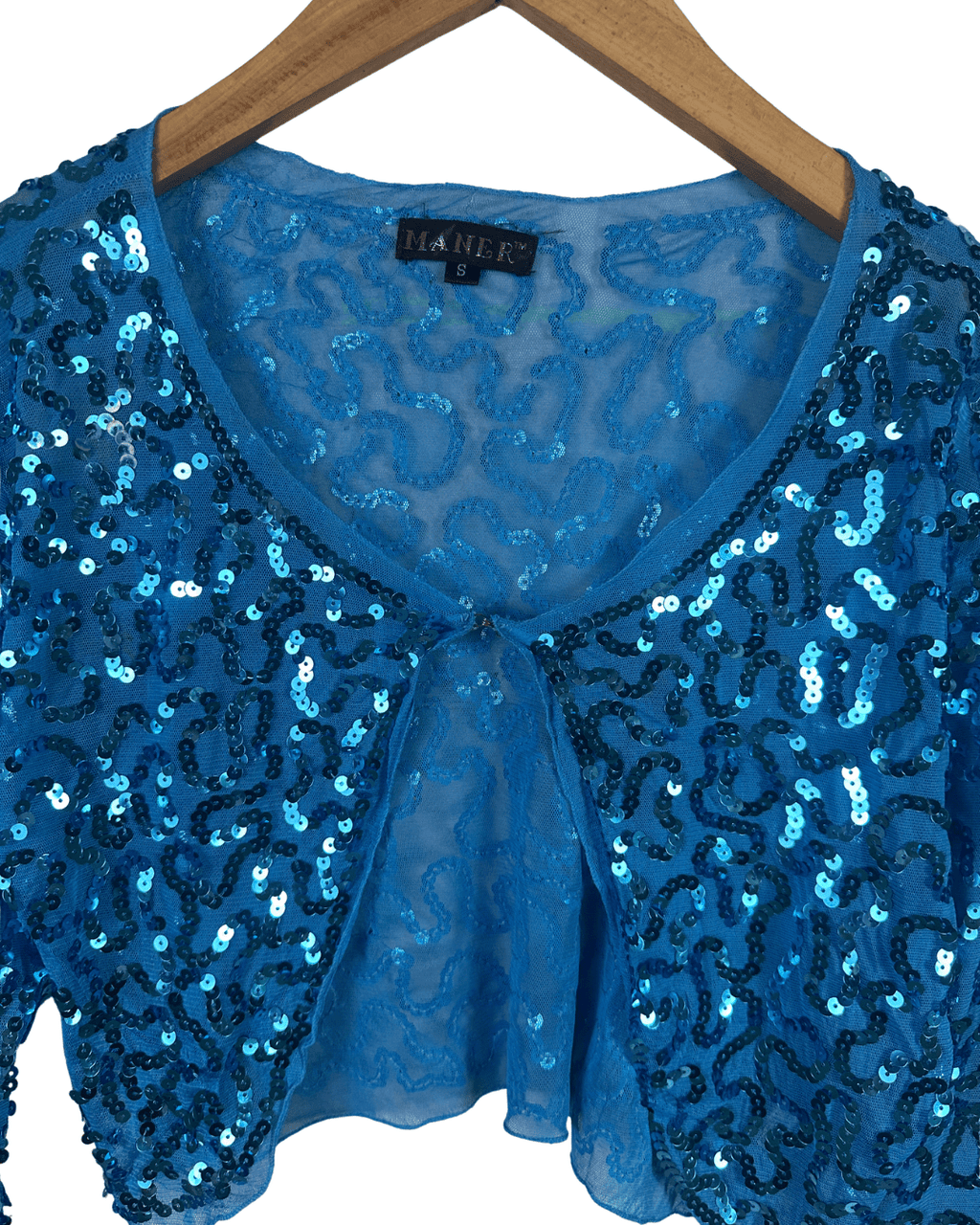 Y2K Electric Blue Sequin Cardigan - Small - Funkify