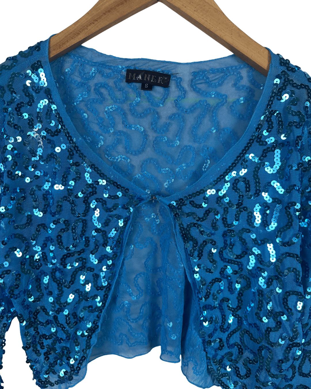 Y2K Electric Blue Sequin Cardigan - Small - Funkify