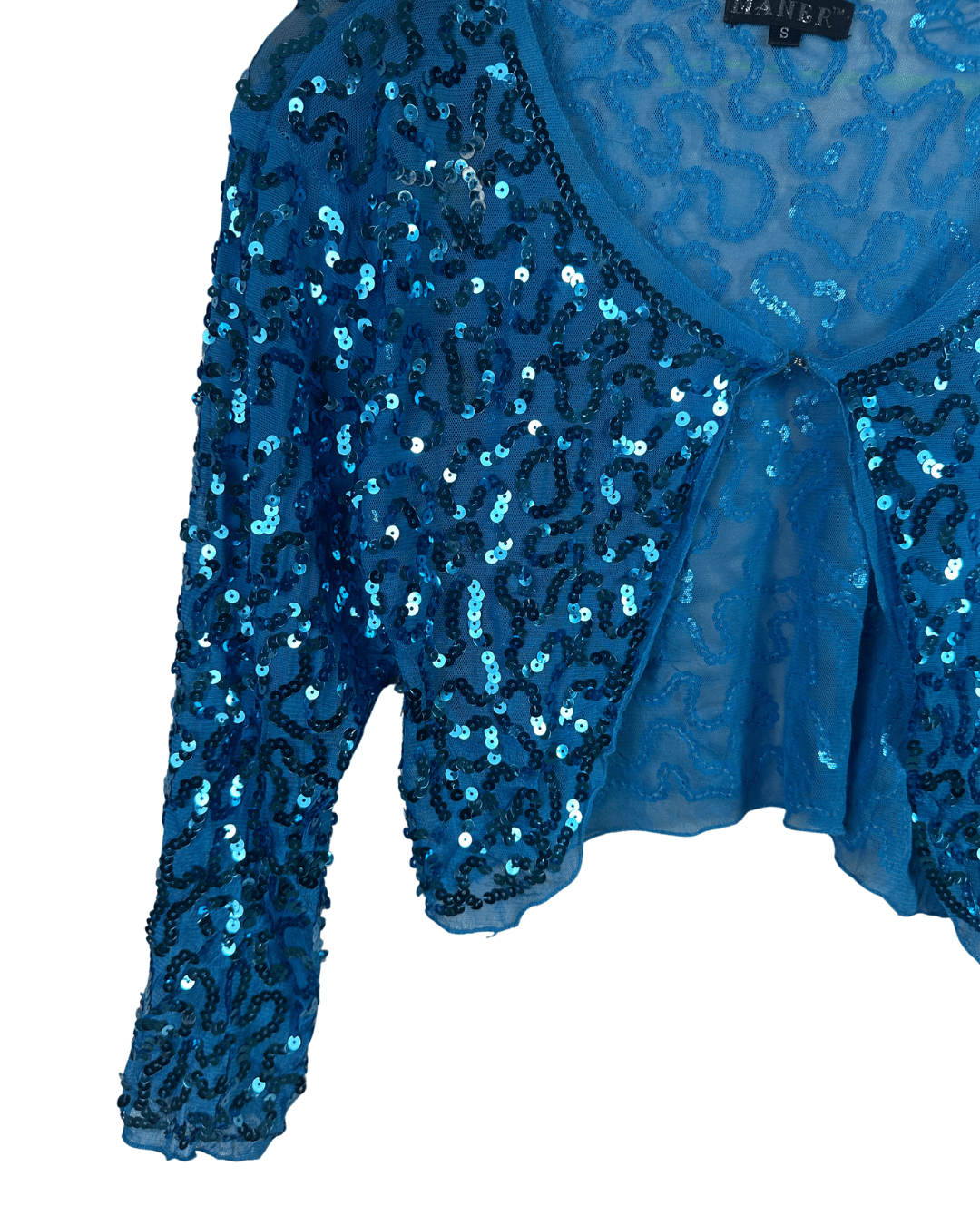 Y2K Electric Blue Sequin Cardigan - Small - Funkify