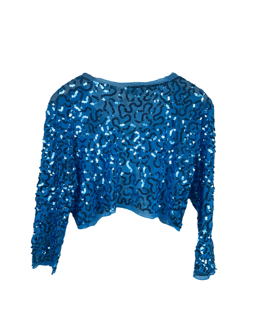 Y2K Electric Blue Sequin Cardigan - Small - Funkify